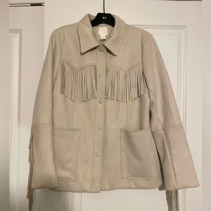 H&M fringe faux suede jacket